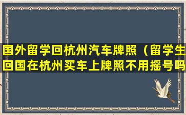 国外留学回杭州汽车牌照（留学生回国在杭州买车上牌照不用摇号吗）