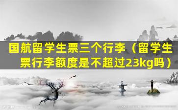 国航留学生票三个行李（留学生票行李额度是不超过23kg吗）