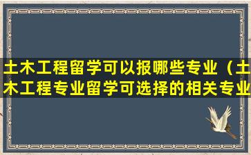 土木工程留学可以报哪些专业（土木工程专业留学可选择的相关专业）