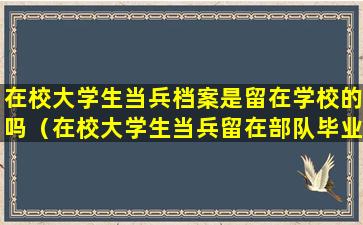 在校大学生当兵档案是留在学校的吗（在校大学生当兵留在部队毕业证如何办理）