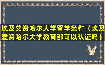 埃及艾资哈尔大学留学条件（埃及爱资哈尔大学教育部可以认证吗）