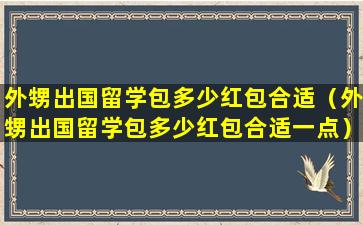 外甥出国留学包多少红包合适（外甥出国留学包多少红包合适一点）