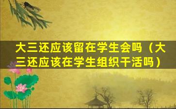 大三还应该留在学生会吗（大三还应该在学生组织干活吗）