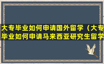 大专毕业如何申请国外留学（大专毕业如何申请马来西亚研究生留学）