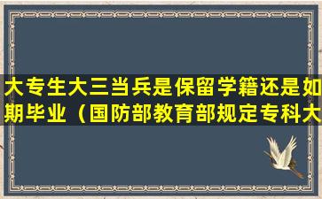 大专生大三当兵是保留学籍还是如期毕业（国防部教育部规定专科大三当兵走回来能拿毕业证吗）