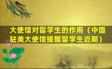 大使馆对留学生的作用（中国驻美大使馆提醒留学生近期）