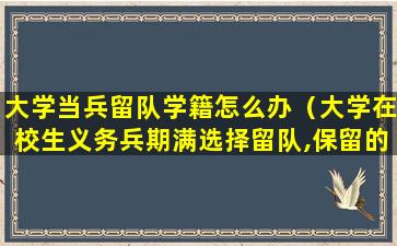 大学当兵留队学籍怎么办（大学在校生义务兵期满选择留队,保留的学籍怎么办）