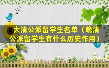 大清公派留学生名单（晚清公派留学生有什么历史作用）