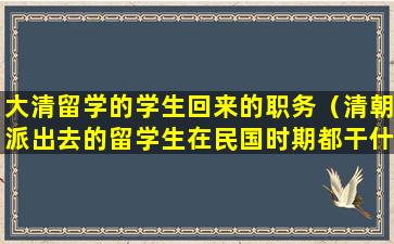 大清留学的学生回来的职务（清朝派出去的留学生在民国时期都干什么了）