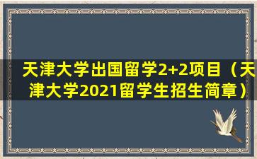 天津大学出国留学2+2项目（天津大学2021留学生招生简章）