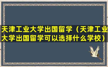 天津工业大学出国留学（天津工业大学出国留学可以选择什么学校）