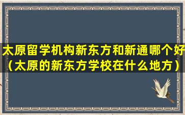 太原留学机构新东方和新通哪个好（太原的新东方学校在什么地方）