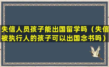 失信人员孩子能出国留学吗（失信被执行人的孩子可以出国念书吗）