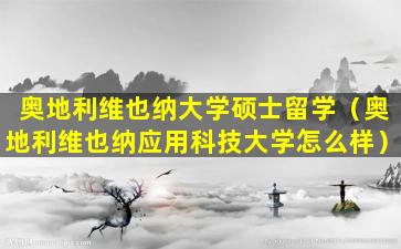 奥地利维也纳大学硕士留学（奥地利维也纳应用科技大学怎么样）