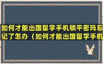 如何才能出国留学手机锁平密玛忘记了怎办（如何才能出国留学手机锁平密玛忘记了怎办）