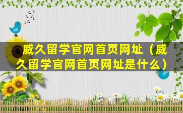 威久留学官网首页网址（威久留学官网首页网址是什么）