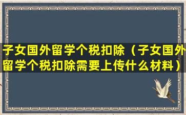 子女国外留学个税扣除（子女国外留学个税扣除需要上传什么材料）