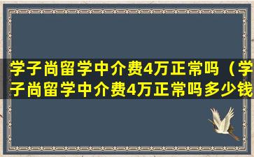 学子尚留学中介费4万正常吗（学子尚留学中介费4万正常吗多少钱）