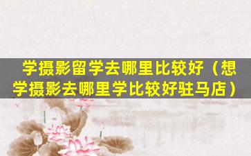 学摄影留学去哪里比较好（想学摄影去哪里学比较好驻马店）
