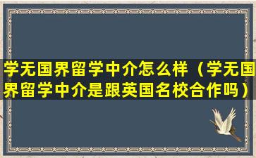 学无国界留学中介怎么样（学无国界留学中介是跟英国名校合作吗）