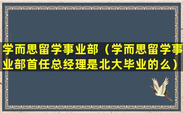 学而思留学事业部（学而思留学事业部首任总经理是北大毕业的么）