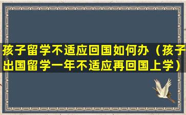 孩子留学不适应回国如何办（孩子出国留学一年不适应再回国上学）