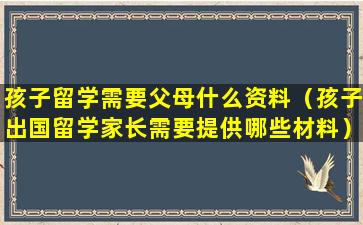 孩子留学需要父母什么资料（孩子出国留学家长需要提供哪些材料）