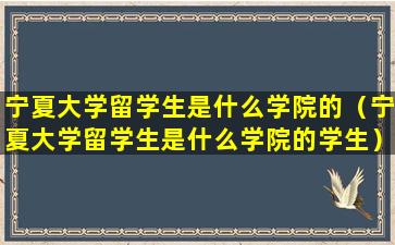 宁夏大学留学生是什么学院的（宁夏大学留学生是什么学院的学生）