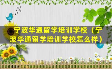 宁波华通留学培训学校（宁波华通留学培训学校怎么样）