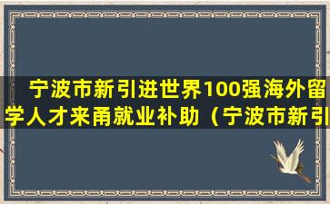 宁波市新引进世界100强海外留学人才来甬就业补助（宁波市新引进世界100强海外留学人才来甬就业补助公示）