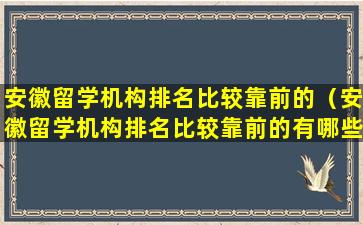 安徽留学机构排名比较靠前的（安徽留学机构排名比较靠前的有哪些）