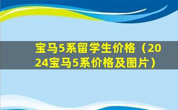 宝马5系留学生价格（2024宝马5系价格及图片）