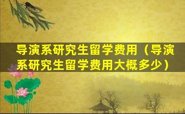 导演系研究生留学费用（导演系研究生留学费用大概多少）