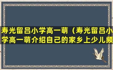 寿光留吕小学高一萌（寿光留吕小学高一萌介绍自己的家乡上少儿频道）