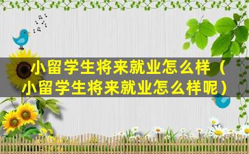 小留学生将来就业怎么样（小留学生将来就业怎么样呢）