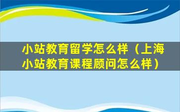 小站教育留学怎么样（上海小站教育课程顾问怎么样）