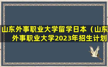 山东外事职业大学留学日本（山东外事职业大学2023年招生计划）