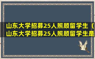 山东大学招募25人照顾留学生（山东大学招募25人照顾留学生是真的吗）