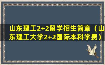 山东理工2+2留学招生简章（山东理工大学2+2国际本科学费）