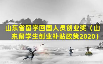 山东省留学回国人员创业奖（山东留学生创业补贴政策2020）