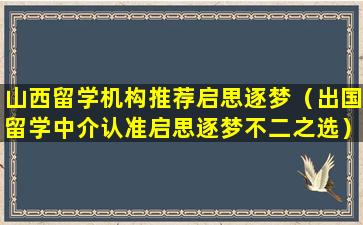 山西留学机构推荐启思逐梦（出国留学中介认准启思逐梦不二之选）