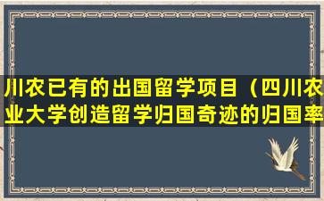 川农已有的出国留学项目（四川农业大学创造留学归国奇迹的归国率）