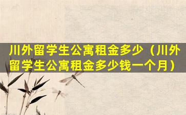 川外留学生公寓租金多少（川外留学生公寓租金多少钱一个月）