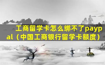 工商留学卡怎么绑不了paypal（中国工商银行留学卡额度）