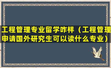 工程管理专业留学咋样（工程管理申请国外研究生可以读什么专业）