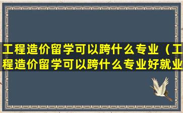 工程造价留学可以跨什么专业（工程造价留学可以跨什么专业好就业）