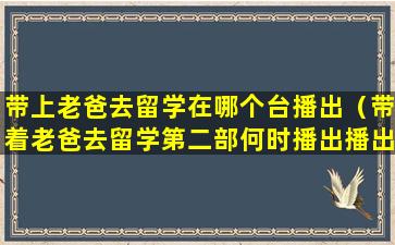 带上老爸去留学在哪个台播出（带着老爸去留学第二部何时播出播出时候有什么动静吗）