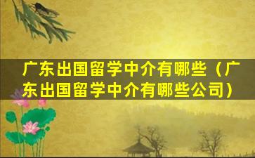 广东出国留学中介有哪些（广东出国留学中介有哪些公司）