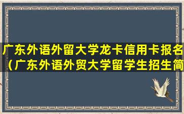 广东外语外留大学龙卡信用卡报名（广东外语外贸大学留学生招生简章）