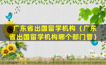 广东省出国留学机构（广东省出国留学机构哪个部门管）